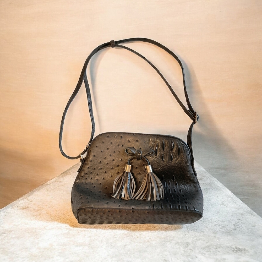 Stylish Textured Crossbody Bag with Tassels